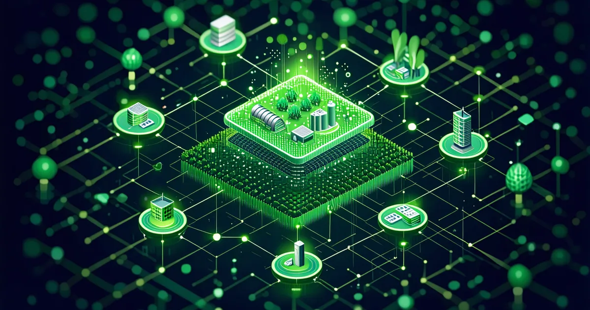 Abstract illustration of supplier network data collection for carbon accounting