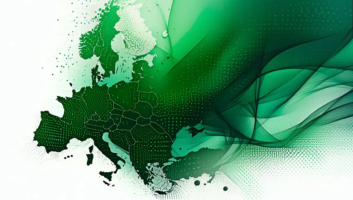 Abstract representation of EU compliance documents and carbon data forming into a structured regulatory report